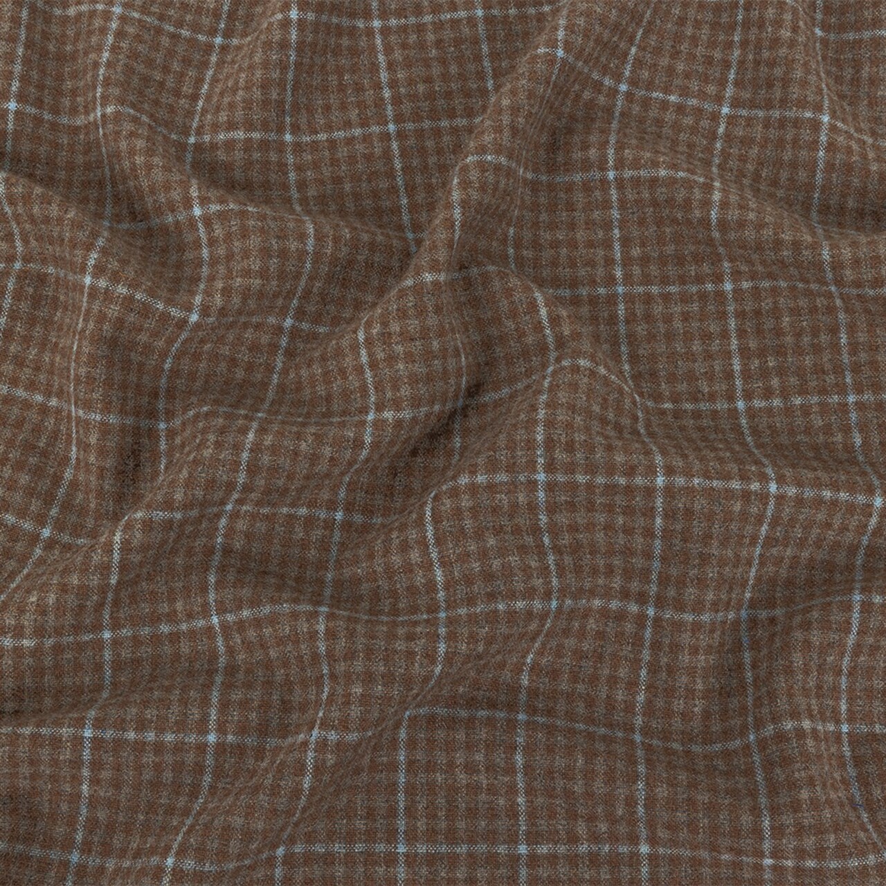 1 Yard Italian Beige and Blue Plaid Super 100 Wool and Cashmere Suiting 58’’ Width